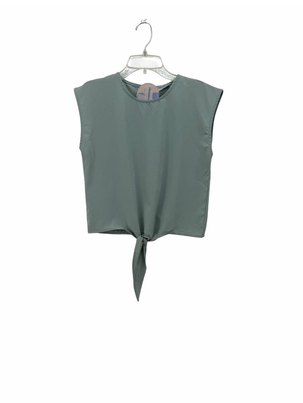Pleat Tory Sea Foam Tie-Front Sleeveless Top NWT